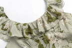 Women's Crew-Neck Floral Ruffle Fishtail Dress