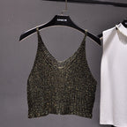 Women's Glitter Cropped Halter Top