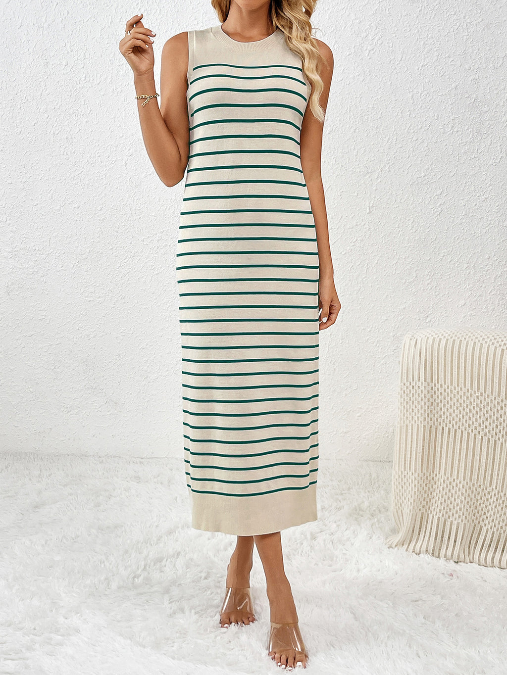 Sleeveless Striped Maxi Dress