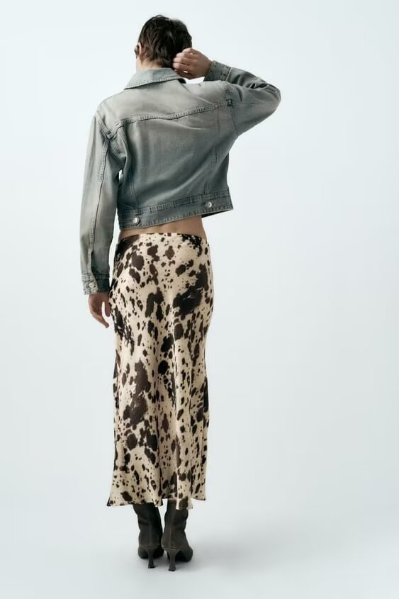 Animal Print Satin-Feel Midi Dress