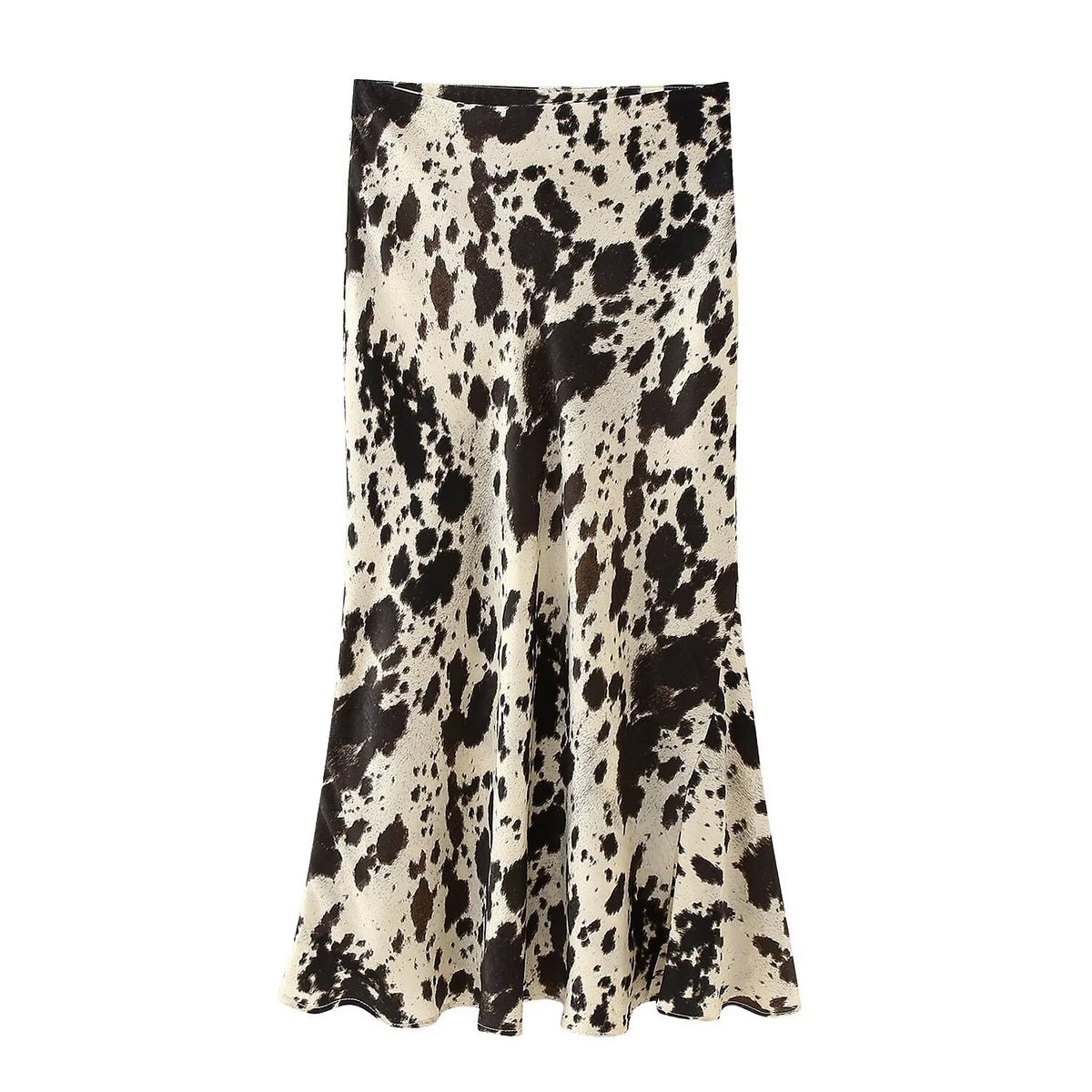 Animal Print Satin-Feel Midi Dress