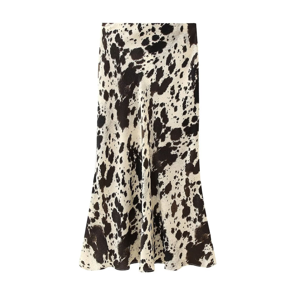 Animal Print Satin-Feel Midi Dress