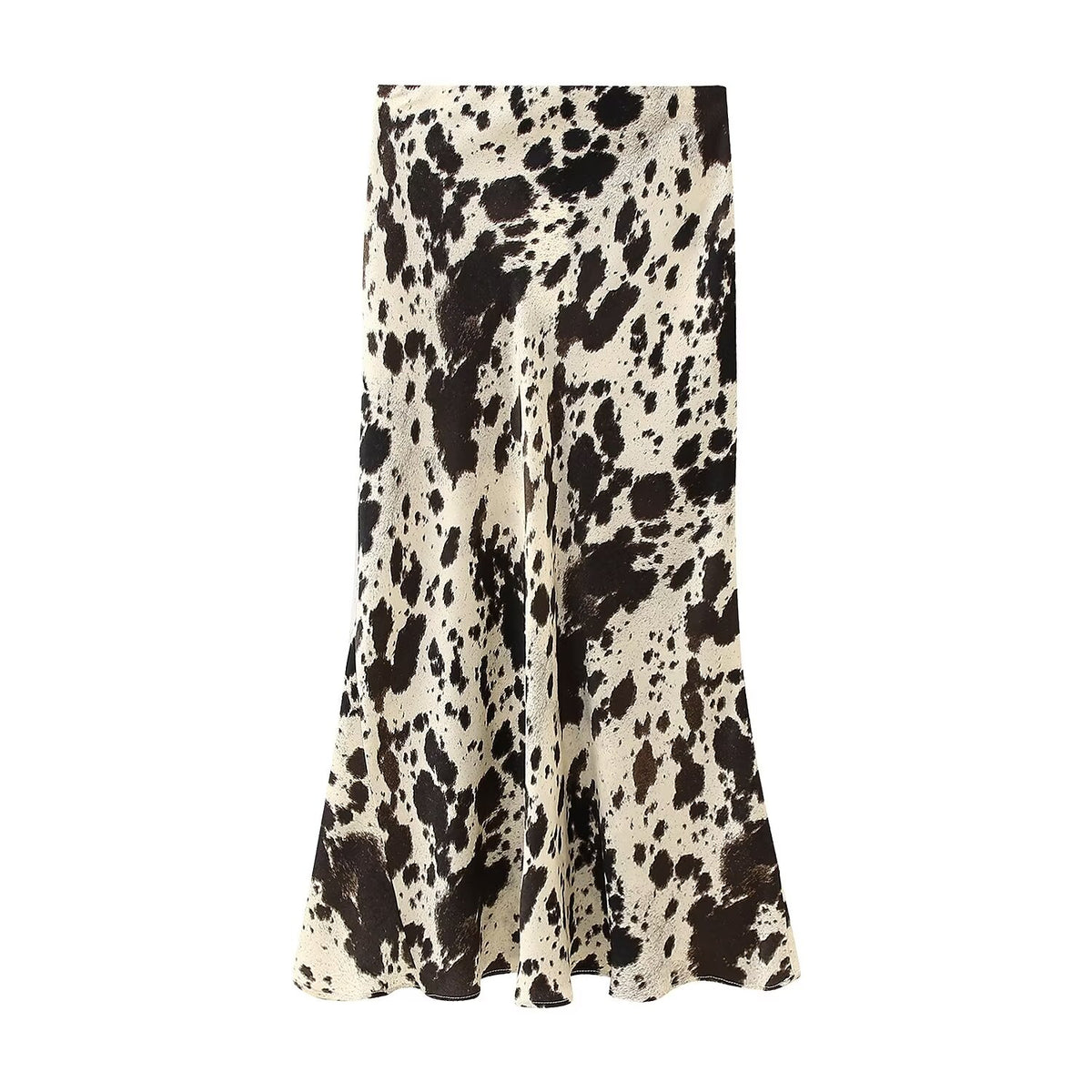 Animal Print Satin-Feel Midi Dress