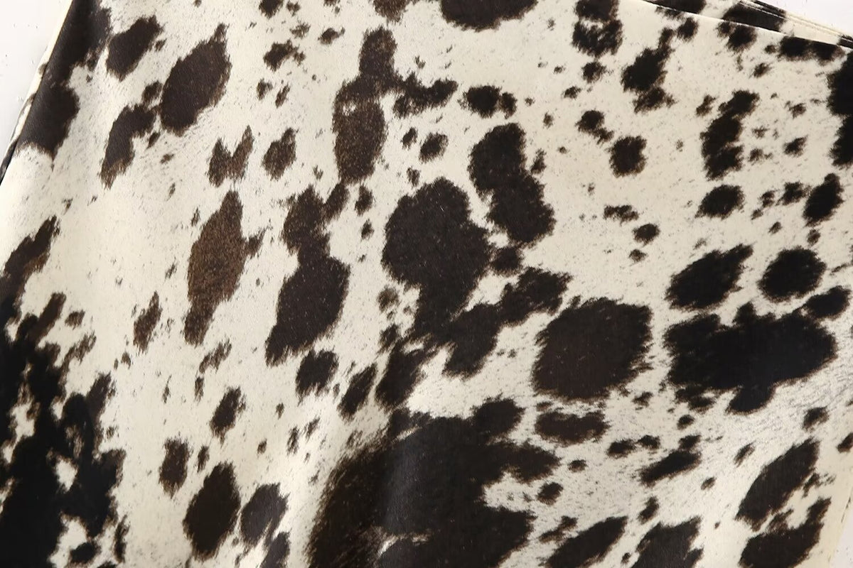 Animal Print Satin-Feel Midi Dress