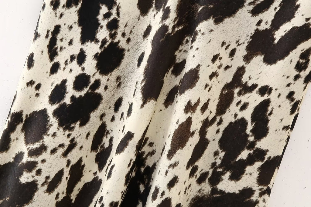 Animal Print Satin-Feel Midi Dress