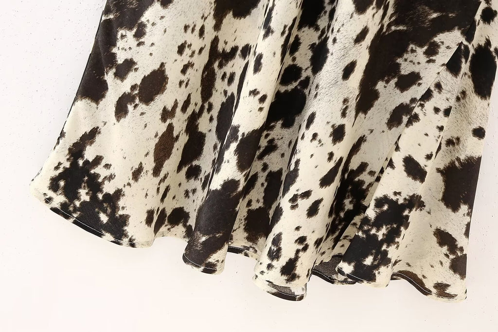 Animal Print Satin-Feel Midi Dress