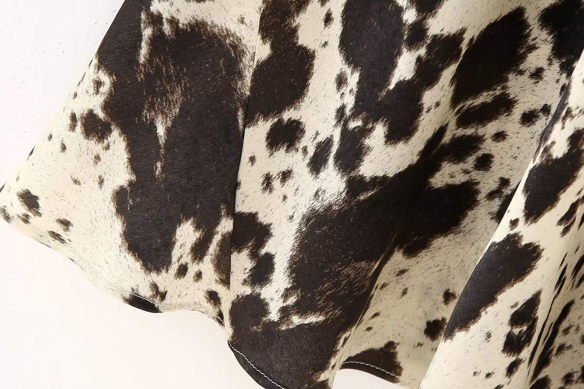 Animal Print Satin-Feel Midi Dress
