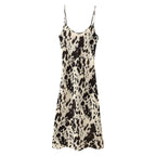 Winter Animal Pattern Printed Silk Satin Textured Dress