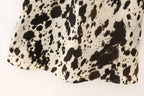 Winter Animal Pattern Printed Silk Satin Textured Dress