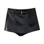 Women's Goods Spring Faux Leather Belt Chic Skirt