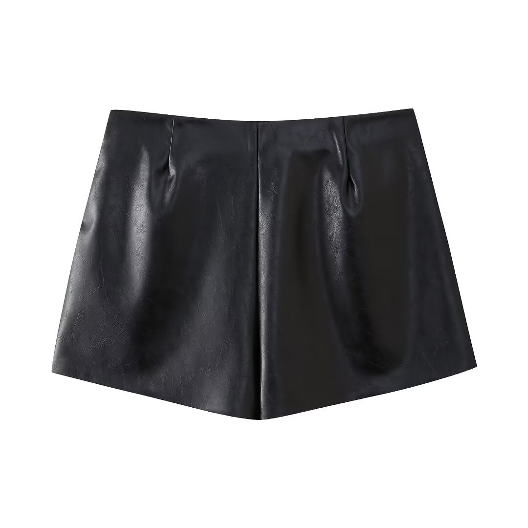 Women's Goods Spring Faux Leather Belt Chic Skirt