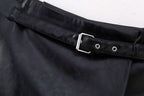 Women's Goods Spring Faux Leather Belt Chic Skirt