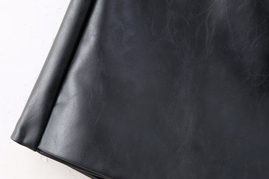 Women's Goods Spring Faux Leather Belt Chic Skirt