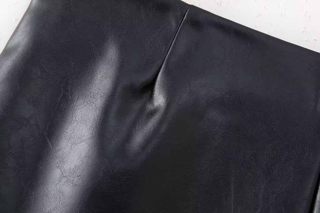 Women's Goods Spring Faux Leather Belt Chic Skirt