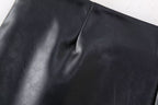 Women's Goods Spring Faux Leather Belt Chic Skirt