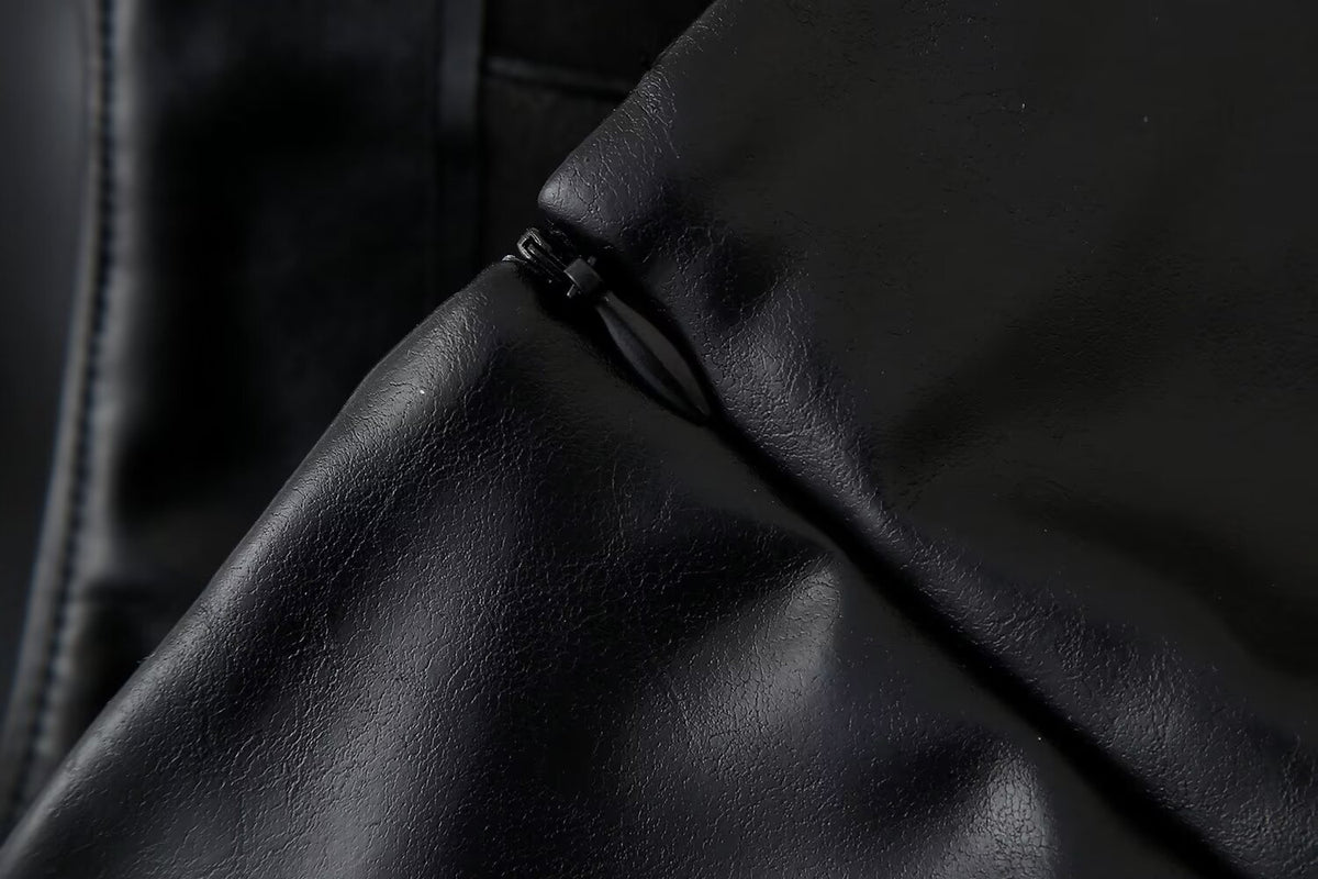 Women's Goods Spring Faux Leather Belt Chic Skirt