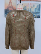 Summer Women Round Neck Five Pointed Star Sexy Cutout Pullover Women Knitwear
