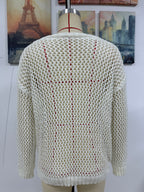 Summer Women Round Neck Five Pointed Star Sexy Cutout Pullover Women Knitwear
