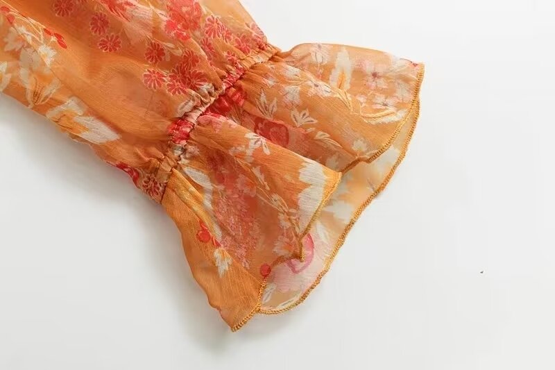 Solid-Color Spaghetti-Strap Floral-Print Two-Piece Set