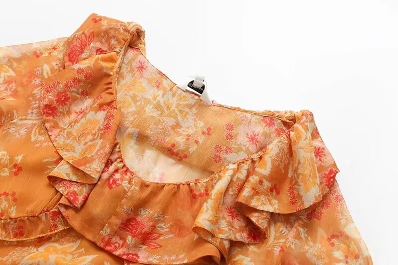 Solid-Color Spaghetti-Strap Floral-Print Two-Piece Set
