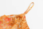 Women’s Floral Smocked Ruffle Strap Crop Camisole