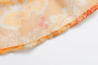 Women’s Floral Smocked Ruffle Strap Crop Camisole