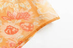 Women’s Orange Floral Ruffle Tie Neck Shirt
