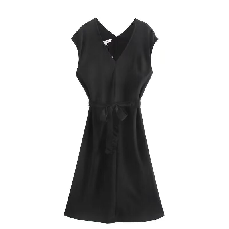Belted Patchwork Winter Dress