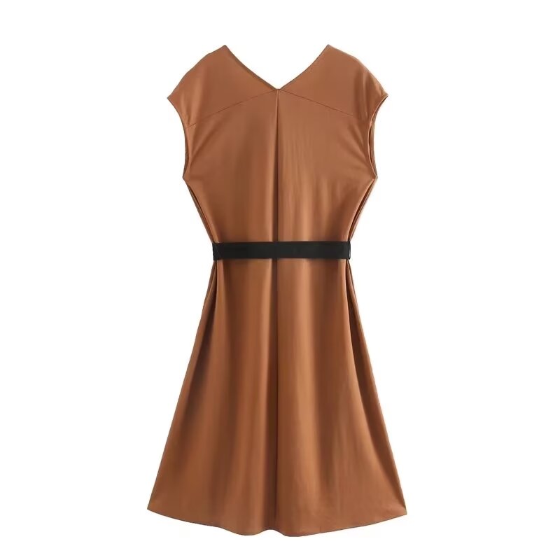 Belted Patchwork Winter Dress