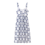 Women's French Embroidered Slim Hip Spaghetti Strap Maxi Dress