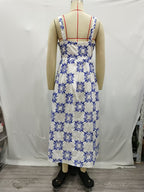 Women's French Embroidered Slim Hip Spaghetti Strap Maxi Dress
