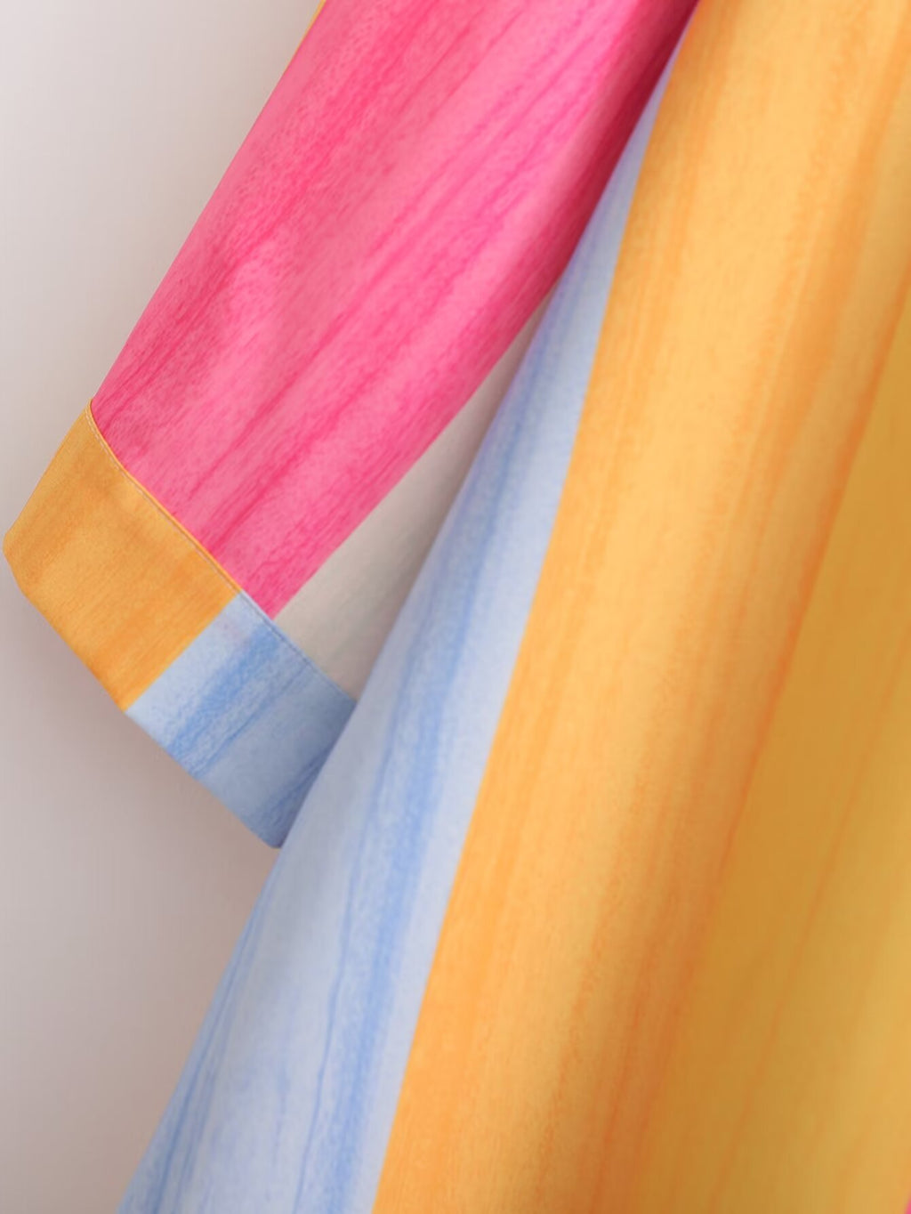 Women's Long Sleeved Loose Mid Length Color Stripes Shirt