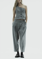 Asymmetric Vest Pleated Design Skinny Pant Set