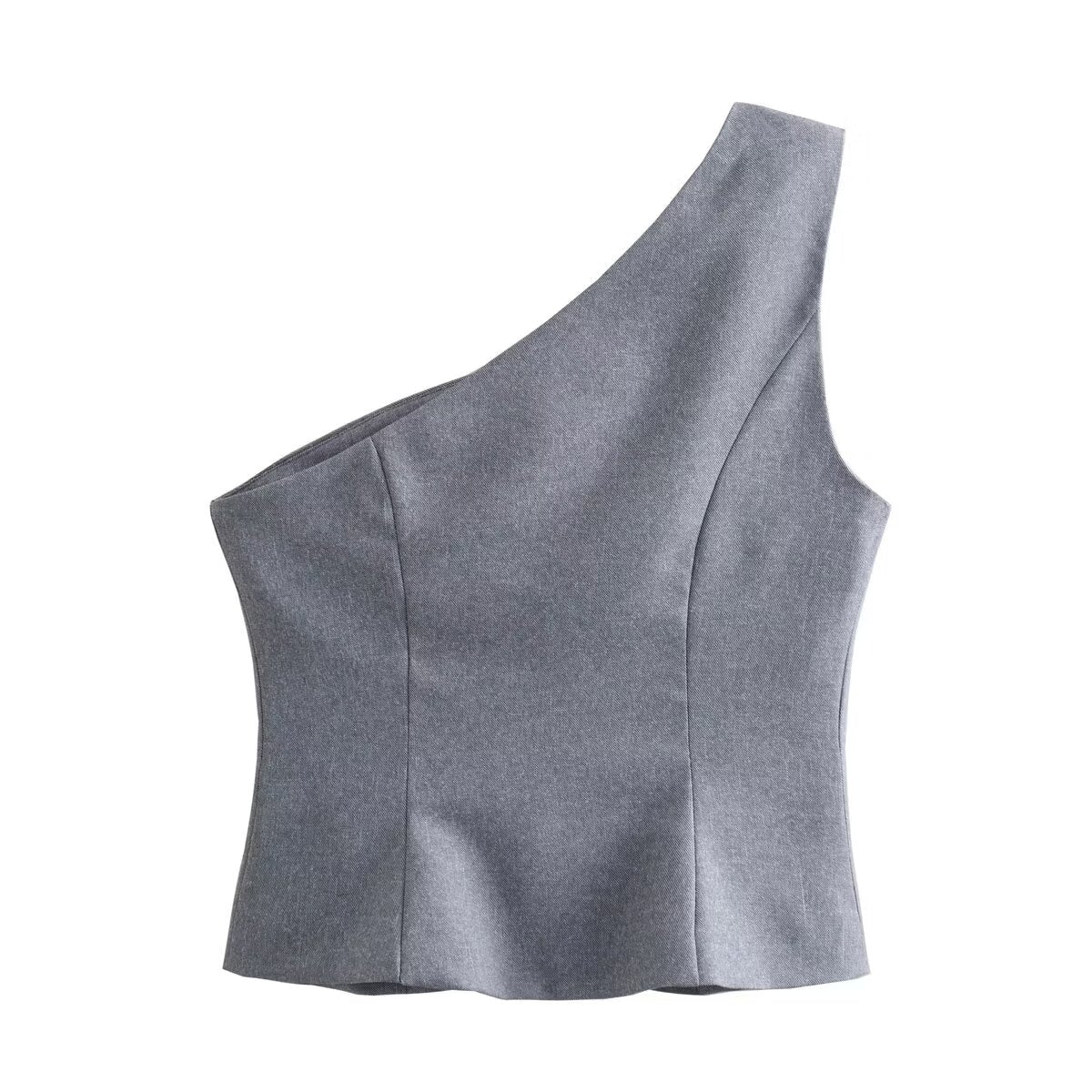 Asymmetric Vest Pleated Design Skinny Pant Set