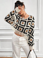 Women Summer New Crocheted Hollow Tassel Mat Crochet hook