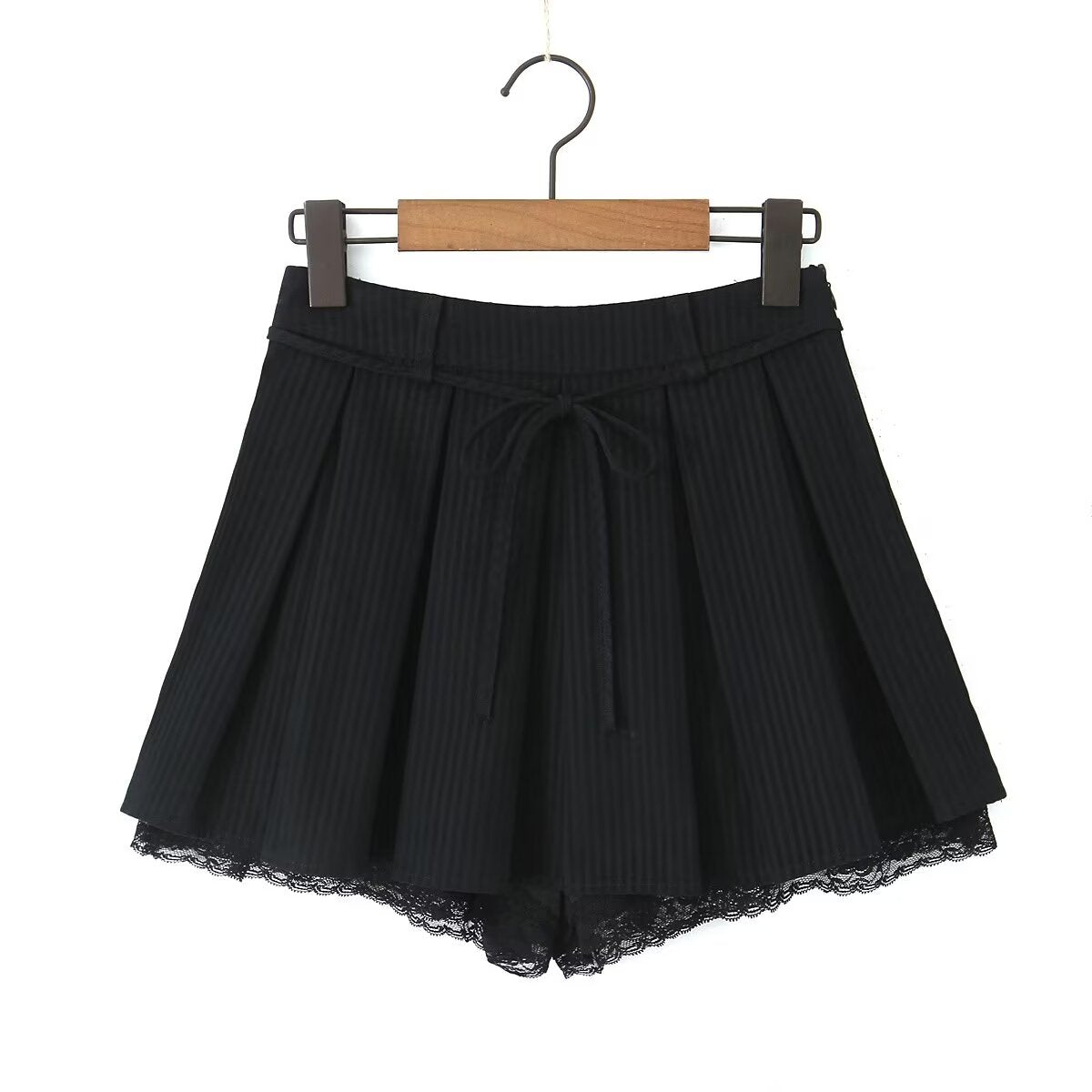 Bow Lace Patchwork Stripes Spring Anti Exposure A Skirt