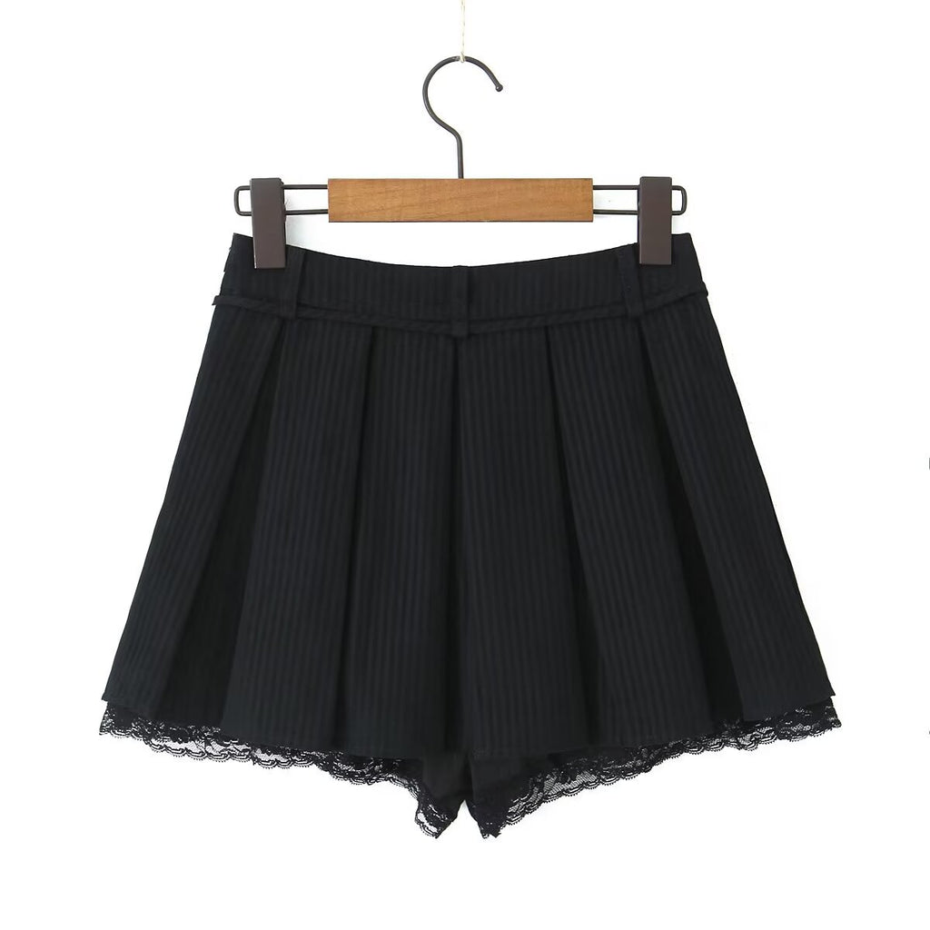 Bow Lace Patchwork Stripes Spring Anti Exposure A Skirt