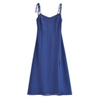 Women's High-Waist Side-Slit Cami Midi Dress