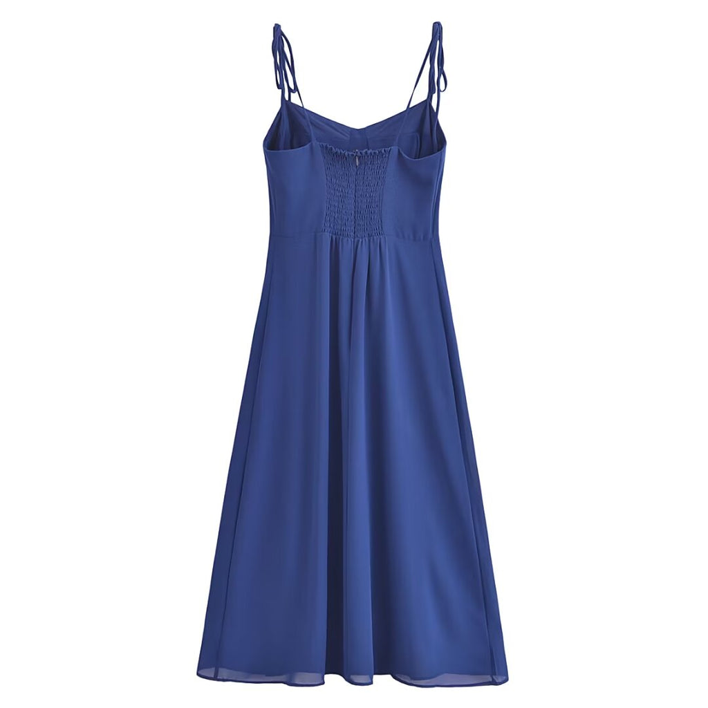 Women's High-Waist Side-Slit Cami Midi Dress