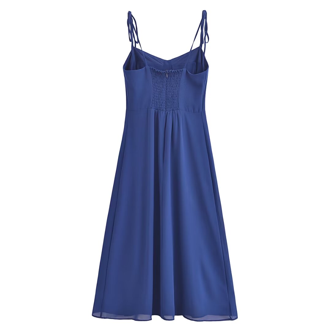 Women's High-Waist Side-Slit Cami Midi Dress