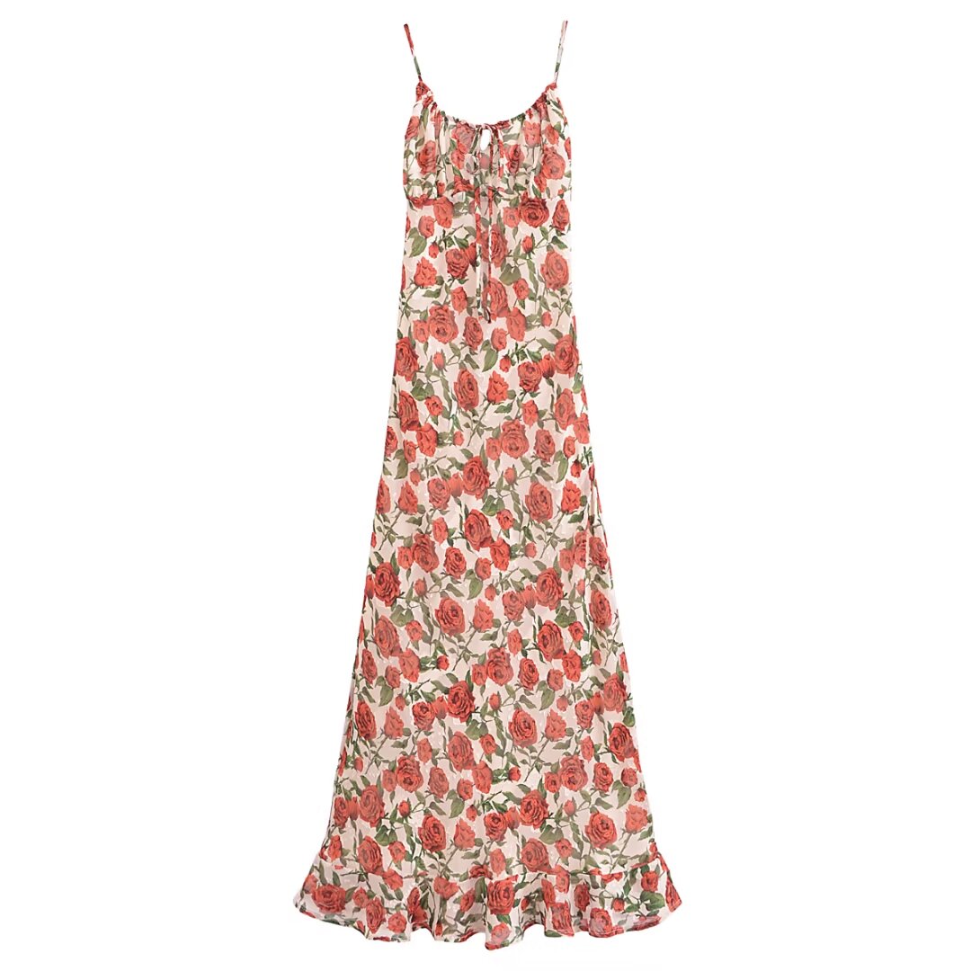 Women's Rose Jacquard Fishtail Cami Dress