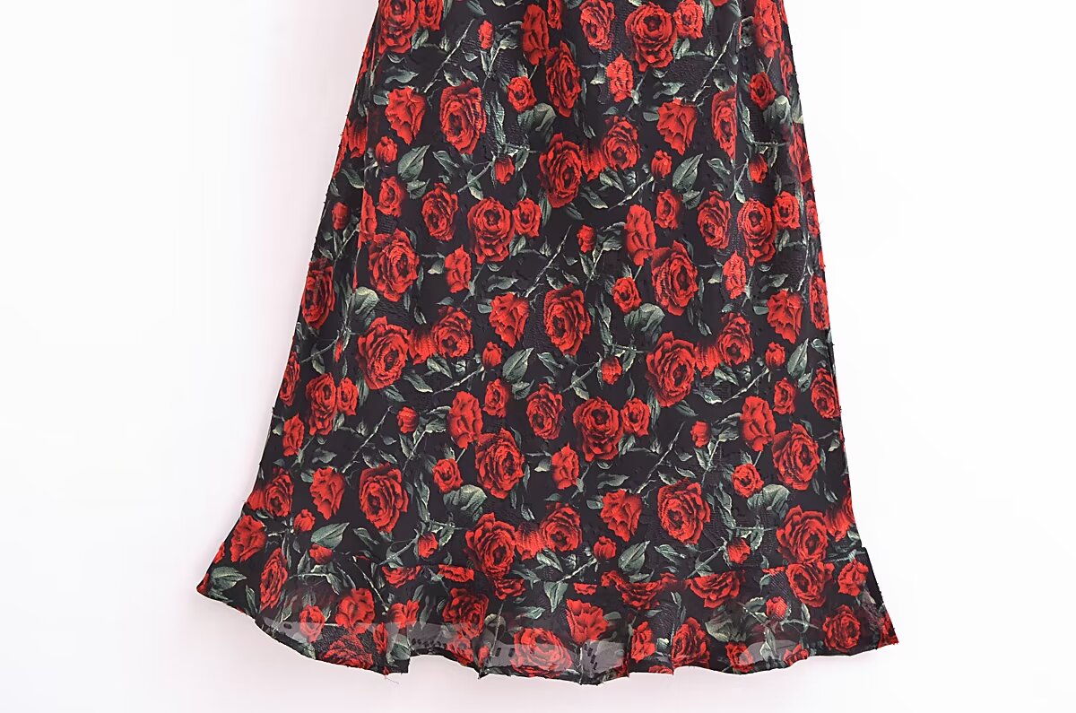 Women's Rose Jacquard Fishtail Cami Dress