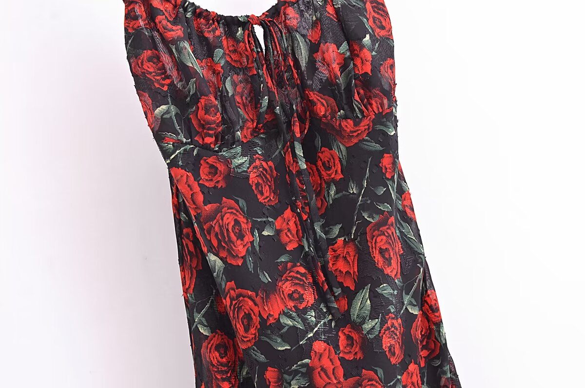 Women's Rose Jacquard Fishtail Cami Dress
