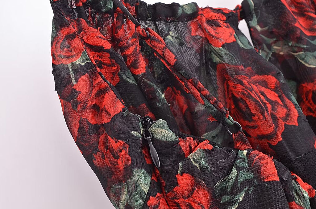 Women's Rose Jacquard Fishtail Cami Dress