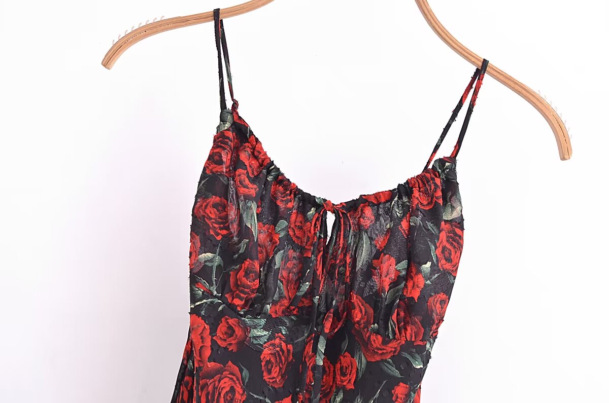 Women's Rose Jacquard Fishtail Cami Dress
