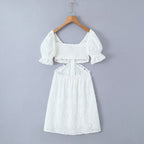Women's Off-Shoulder Embroidered Cutout Mini Dress