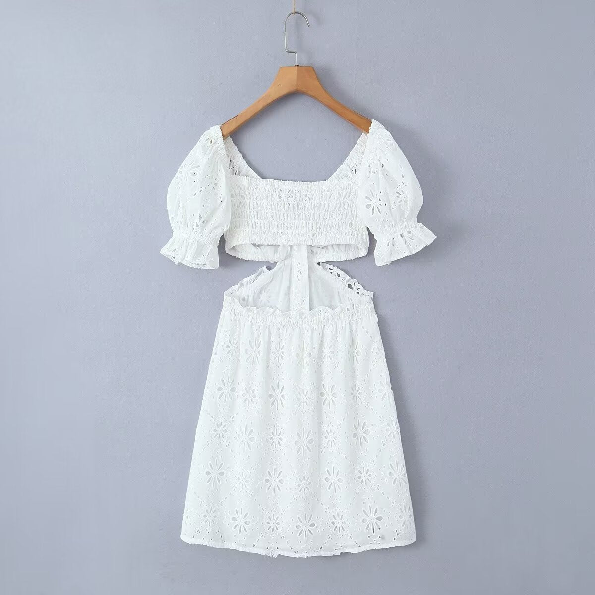 Women's Off-Shoulder Embroidered Cutout Mini Dress