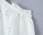 Women's Off-Shoulder Embroidered Cutout Mini Dress