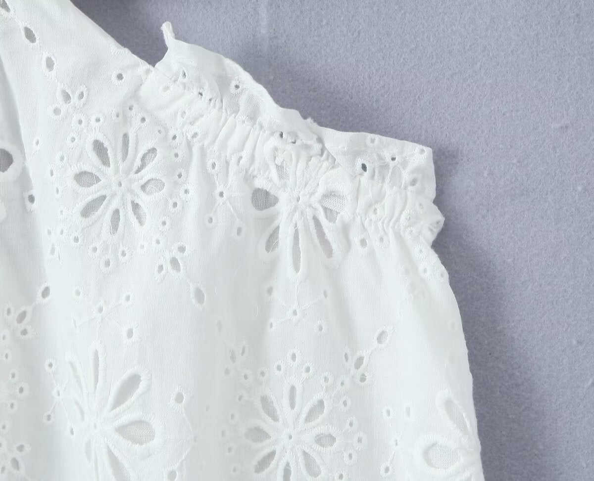 Women's Off-Shoulder Embroidered Cutout Mini Dress