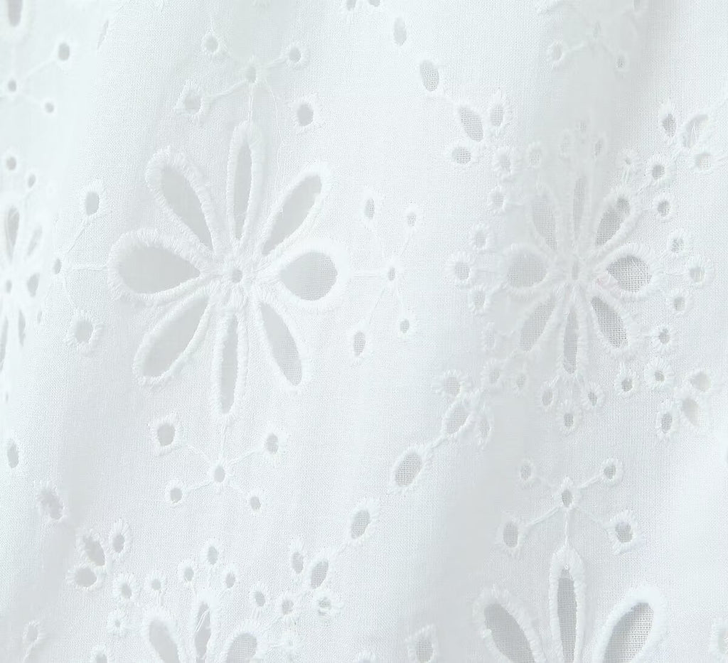 Women's Off-Shoulder Embroidered Cutout Mini Dress